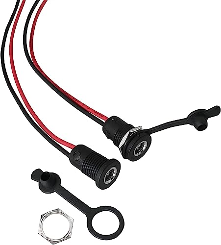 5 st DC Power Jack Socket 5.5 X 2.5mm, 12V 10A Holle Plug DC Bushing Panel Montage Kit, Low Spanning Connectors 5.5MMX 2.5mm(met Kabel 15cm) + 5 x Rubber Beschermende Ventielen 4