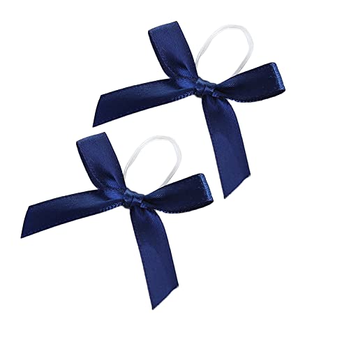 50 stuks kleine Bows satin Bow Ribbon Bow Cadeau Bow met elastische band klaar gemaakt boog voor decoratie satin boog decoratieve Bows voor cadeau wrapping parfum fles fles fles fles marine blauw