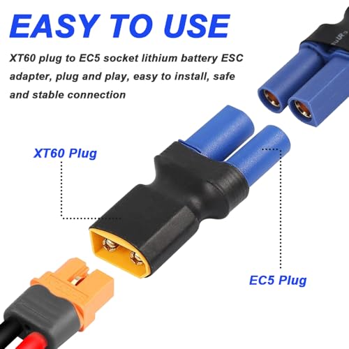 XT60 naar EC5 EC5 Adapter EC5 Plug naar XT60 Bushing en EC5 Bus naar XT60 Plug voor LiPo Battery Connection Adapter (4PCS) 4
