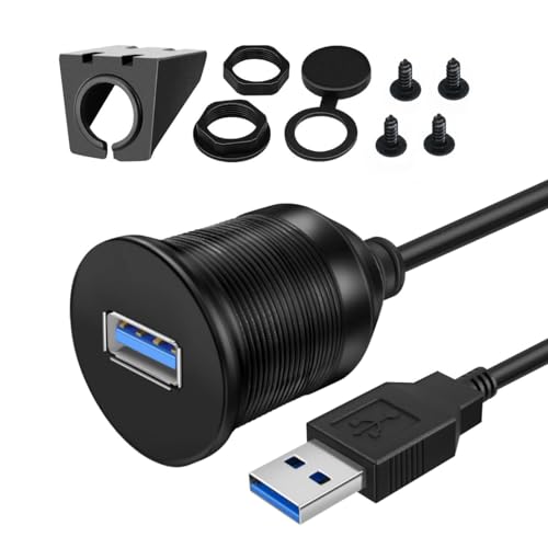 USB 3.0 1M Man tot vrouw auto ronde Inbouw Dashboard Mount Kabel uitbreiding voor auto, voertuig, boot, vrachtwagen, fiets, motor, Yacht Dashboard Panels (1 meter)