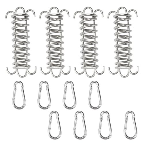 Pak van 4 Springs, Zonzeil met 8 Carabiner Hooks, Roestvrij stalen Springs, Springs, Springs, Springs, Springs, Springs, Zonzeil, Springs met Hooks voor Camping