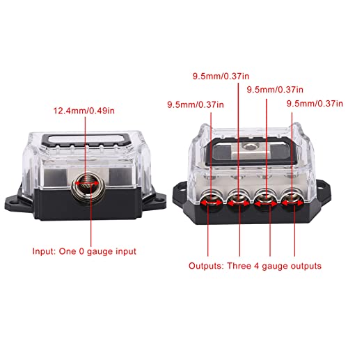 Power Distribution Block, Ground Distribution Blocks 0 Gauge naar 4 Gauge Ground Wire Splitter Audio Distributeur voor auto's boten (Zinc Legering Nickel Plating) 5