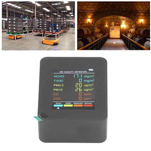 Luchtkwaliteit Monitor Detector Indoor LCD Backlight Screen Portable CO2 TVOC HCHO PM2.5 PM10 Tester met Alarm (BLACK) 3