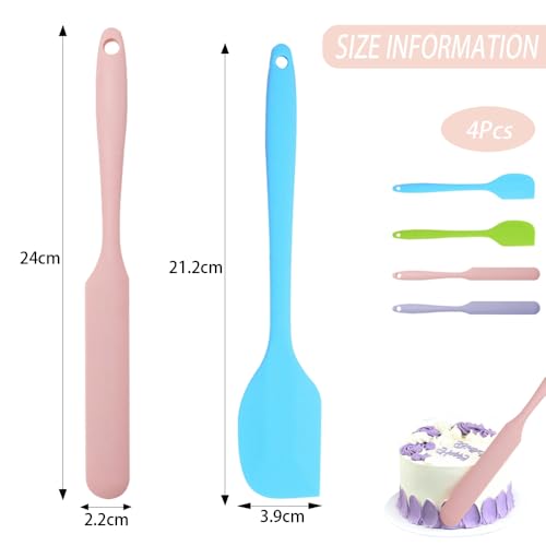 4 stuks Bak off Siliconen Spatula Set Mini Siliconen Spatula Hoge hittebestendig Non-Stick Rubber Spatula Set Food Grade Bak Spatula Keukengerei voor het bakken koken en mengen