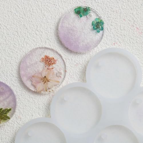 12 Grotten Ronde Siliconen vormen, Epoxy Resin Keychain, Sieraden hangers, DIY Set, Epoxy Hars vormen, Siliconen met gat, zacht wasbaar, Epoxy Resin voor Kettingen, Oorbellen 5