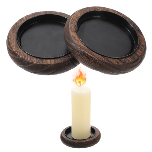 Verpakking van 2 Houten Kaarsenhouders, Diameter 10,7 cm, Kaarsenbord voor Pijler Kaarsen, Kaarsenstandaard, Pijler Kaarsen, Kaarsenzetter, Ronde Kaarsenzetels voor Living Room