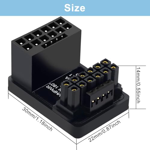 12VHPWR 180 Degree Angled Adapter, Pci/5.0 ATX 3.0 600W 16 Pin GPU PCIe Power Adapter,Female to Male Connector voor 12+4 pin RTX 3090Ti 4070Ti 4080 4090 Grafische kaart GPU (type B)