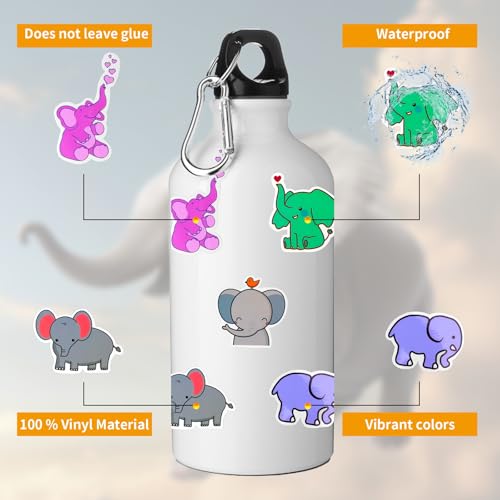 50Stuks Leuke Olifant Stickers, Waterdichte Vinyl Stickers, Kawaii Olifant, Esthetische Stickers voor Waterflessen, Laptop, Scrapbook, Telefoon, Skateboard, Koffer, Bagage 5