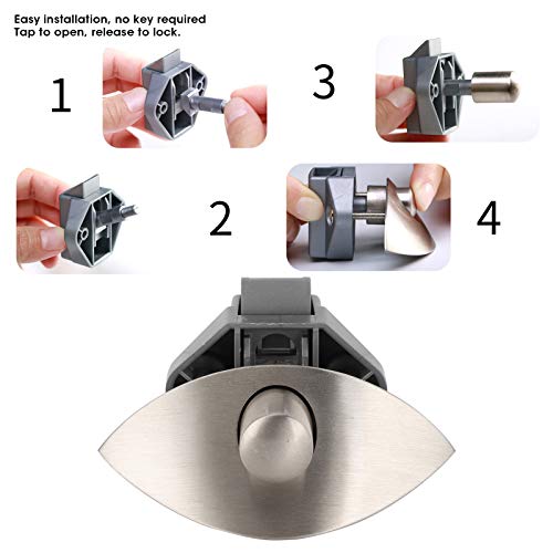 Ladeknop slot Keyless kabinet deur duwknop slot zinklegering pushknop slot voor schip boot RV 12-25mm houten kabinet deur (Grijs) 3