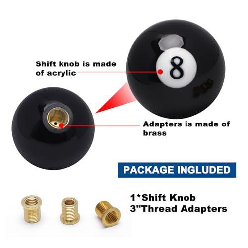 Zwart 8 Biljart Ball Gear Shift Knob Universele versnelling Shift Knob voor de meeste auto's voertuigen 3