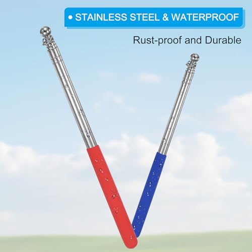 4 Draagbare telescopische voeten Flagpole 4 st Roestvrij staal Uitschuifbare draagbare Flag Guide Bar met 2 Clips voor gidsen Leraren Handen Rood 5