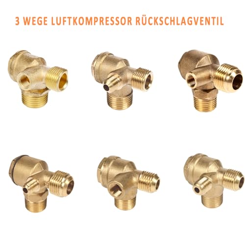 Controleer Valve Compressor Check Valve 3 Way Air Compressor Valve voor Direct Air Compressor (Male, 1/2" x3/8" x1/8") 3
