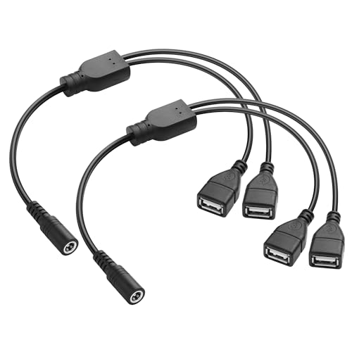 5V DC naar USB Splitter Power Cable 2Scs 20AWG DC5.5mm x 2.1mm Vrouw naar Dual USB2.0 Vrouwelijke uitbreiding Kabel voor Telefoon Laptop Led Strip Lights Camera