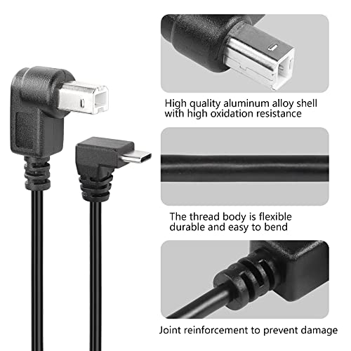 2st USB B naar USB-C Printerkabel, USB 2.0 Type-C naar Type-C Kabel Compatibel met Printer, MIDI Controller, MIDI Keyboard en meer (Type B (Down)) 5