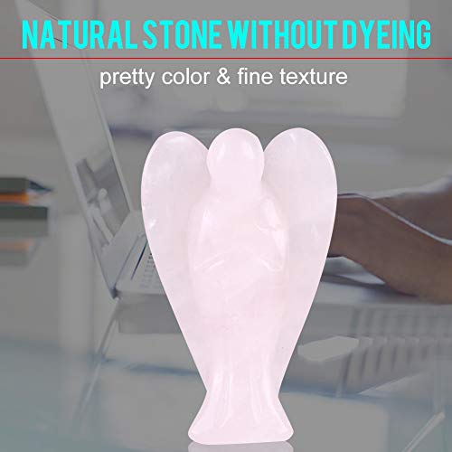 Rozenkwarts Angel standbeeld edelsteen beschermer angel kristal gebed beeldjes thuisdecoratie rozekwarts beeldje 5