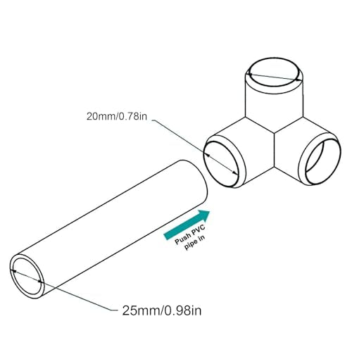 3 Way Tube Fittings, 10PCS Quick Reducing Pipe Connector, 3 Way Pipe Fittings PVC Kunststof rechterhoek T hoek Connector 20mm binnen(White) 3