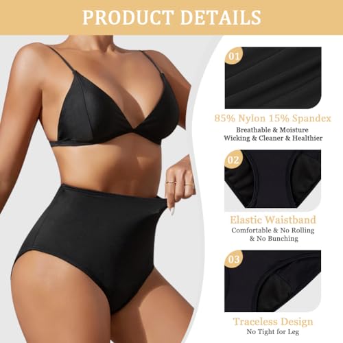 Menstruele broeken, High Waist Bikini Periode Zwemkleding, Menstrueel Leakproof Ondergoed Zwembroeken, Geschikt voor Zwemmen, voor Meisjes, Tieners Vrouwen, Zwart 3