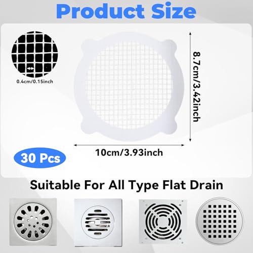 Wegwerpbare kapper 30 stuks Douchestrainer Drain Hair Strainer Keuken Drain Strainer Douche Drain Filter Patch voor badkamer Keuken Aanrecht Badkuip (10x8,7cm) 3