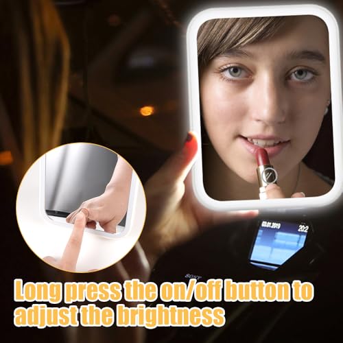 Cosmetische spiegel met verlichting, 3 lichte kleuren, oplaadbare draagbare verlichte make-up spiegel, tafelspiegel, opvouwbaar voor thuis, reizen, Camping (18 x 13,5 cm) 5