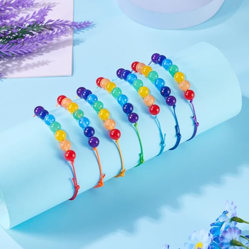 7Stuks Imitatie 7 Chakra Armbanden voor Vrouwen Genezing Maleisië Jade kralen Bangle Verstelbare natuurlijke edelsteen sieraden voor geschenken Moederdag Valentijn, 7.1-11,8 inch lang, Maleisië, Maleisië 3