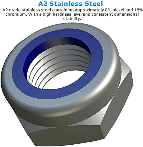 M16 Slot Noten Zelfvergrendelende Noten Lage vorm Fuse Nuts (Set van 2) Roestvrij stalen Hex Hexagon Lock Nut voor Bolts/Screws - Fastener ISO EN 10511 DIN985 (16mm x 24mm) 3