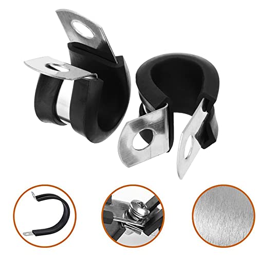 10mm Roestvrij stalen kabelklem, duurzame rubber gewatteerde metalen kabelklemmen voor buis / pipe of draad koord installatie 15PCS 5