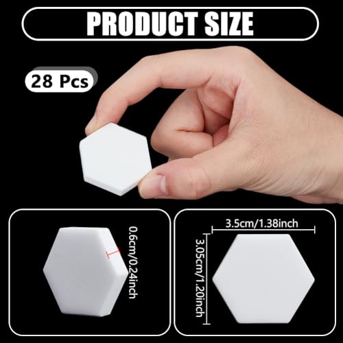 28 stuks keramische koraalfragmenten stekkerbasis, zeshoekige koraalfragmentstaat koraalfragmenthouder voor koraalfragmenten in aquarium, wit, 3,5 x 3,05 cm