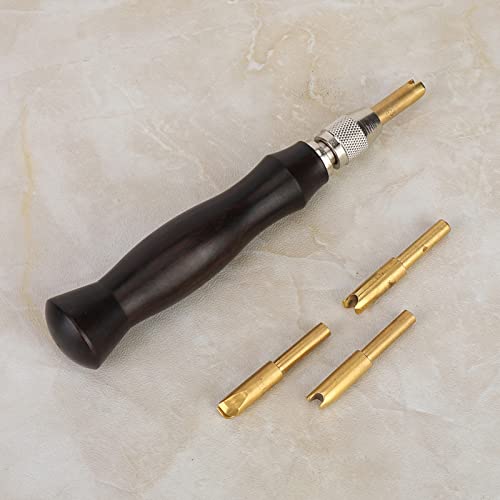 Lederen randstreser, 1,5-2‐2,5‐3mm Sandelhout Handle Brass Head Rand Afdichtingsmachine voor Rand Trimmer Lederen Crimping Press 5