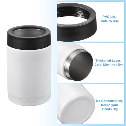 Slim Can Cooler, 2 stuks 12oz Skinny kan geïsoleerd bier sleeve drank houder voor bier soda koffie reguliere bussen en flessen, wit 4