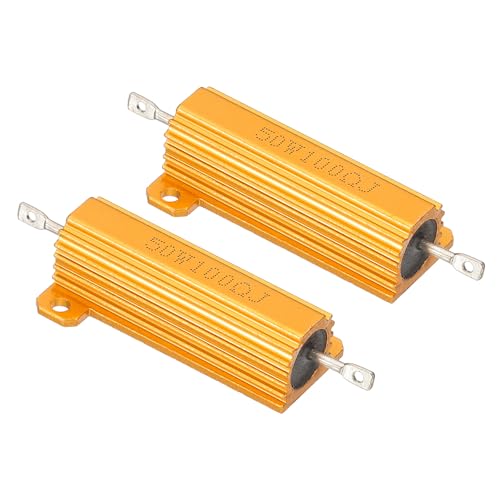 50W 100 Ohm aluminium Shell Resistor, 2 stuks, aluminium behuizing Resistors met behuizing, schroef wondresistors, 5% prestatietolerantie, goud plated