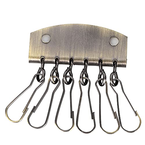 Legering Key Row Wallet Hardware, lederen gereedschap Keychain, lederen Key Case Organisator met 6 haken Buckle Clip - Brons (Old Sweep Key Row)