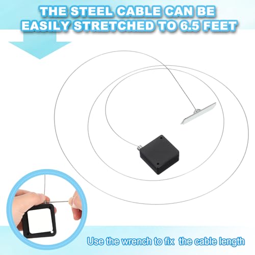 3.3 Ft Intrekbare afstandsbediening Tether, 2 stuks Square Security Kabel Lanyard Lock Break Style met verstelbare sluiting lijm voor TV afstandsbediening, wit (Square Iron 3