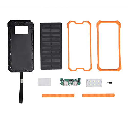 Solar Power Bank, Portable 20000 MAh Fast Charging Dual USB Polar Mobile Power Bank Case DIY Kit (Orange)