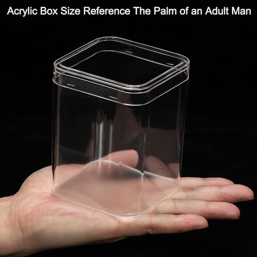 Acryl Box met deksel 8cm x 8cm x 11cm, Heldere Acryl Display Boxen Plastic Vierkante Kubus Containers Opslag Organisator voor Candy Kleine sieraden Kunstwerk Display 3