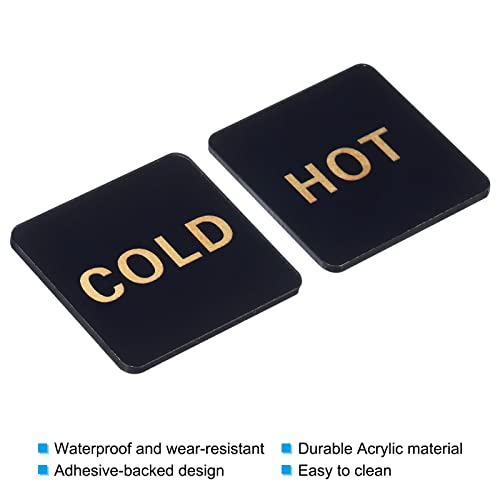2 Paren/4 stuks acryl Vierkante Hot Water Label lijm Stickers voor kranen zwart 4