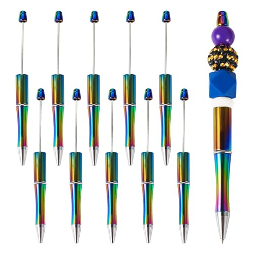10st kralen pennen bulk plastic iriserende kralen pennen gradiënt kleur schacht balpen voor pen decoraties school kantoor ambachtelijke benodigdheden
