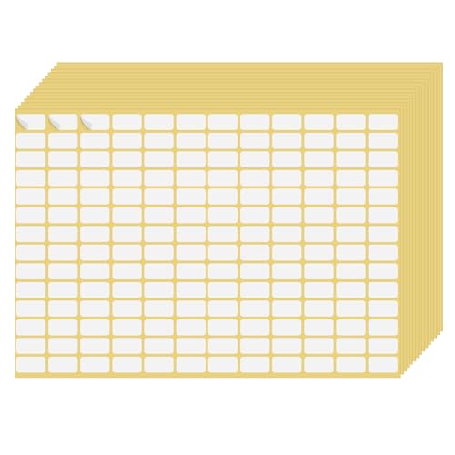 2520st Witte verwijderbare rechthoek etiketten - Kleine Sticky Blanco Zelfklevende Geschrijfbare Prijs Tags voor Enveloppen, File Mappen, Jars, Dozen (9 x 16mm), 15 Vellen
