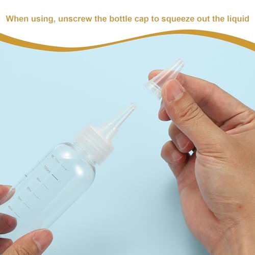 30ml/1oz Plastic knijpen flessen met Transparante Top Cap, 4 st Graduate Ronde Aflossende Fles Lege Puntige Fles voor Vloeistoffen, Ambachten, Oliën, Specerijen, Transparant 5