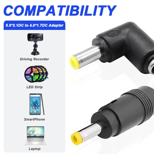 5.5 x 2.1mm Jack to 4 x 1.7mm Plug en DC Plug 4 x 1.7mm Socket 90 graden rechts Hoek DC Plug (10 Pack) 3