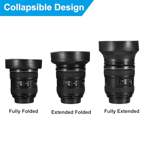82mm Camera lenshoes, rubber inklapbare lensbeschermer Anti-glans blokkeert overtollig zonlicht om Lens Flare en Glare te verminderen, Camera Afbeeldingen en Video verbeteren, Zwart 4