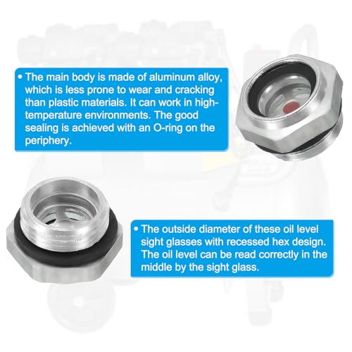 Luchtcompressor Olie Gezichtsglas, 3 Pack M20x1.5 Mannelijke Thread Aluminium Legering Olie vloeibare niveaumeter Air Compressor Delen met O-Ring 4