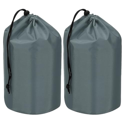 Stuff Sack, 2Scs 15x25cm Waterdichte Outdoor Opbergzak Draagbaar Koordstof Gap Bag Lichtgewicht slaapzak voor Camping Wandelreizen, Donkergrijs