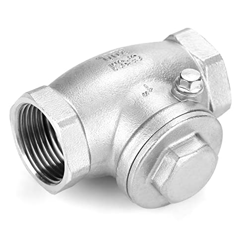 DN25 Check Valve met controleklep, 1 1/2 inch draad, roestvrij staal, WOG 200PSI, duurzaam en stevig, ideaal voor loodgieters-, water- en gassystemen