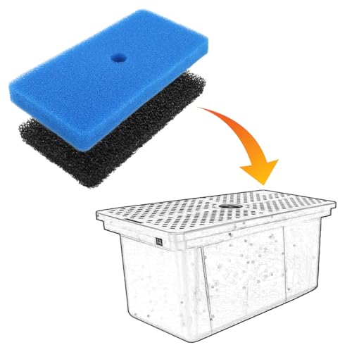4Pcs Pond Filter Pads Vervanging, Coarse Fine Sponge Filter Media Compatibel met 52231 52229 Filter Box voor Buitenvijvers Aquaria Fonteinen Watervallen (Zwart, Blauw) 5