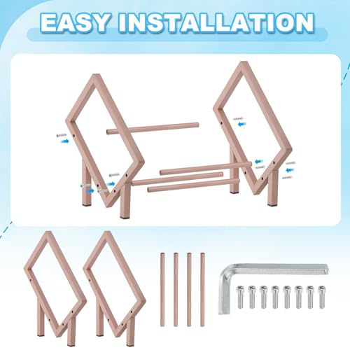 11.8" Tafelblad Boekenkast, Bureaublad Boekenkast Kleine tabel Top Boekenplank Roestvrij stalen Boekenkast Opbergen Organisator Rack voor Bureau Boeken Vinyl Record Holder Magazine, Rose Gold 4