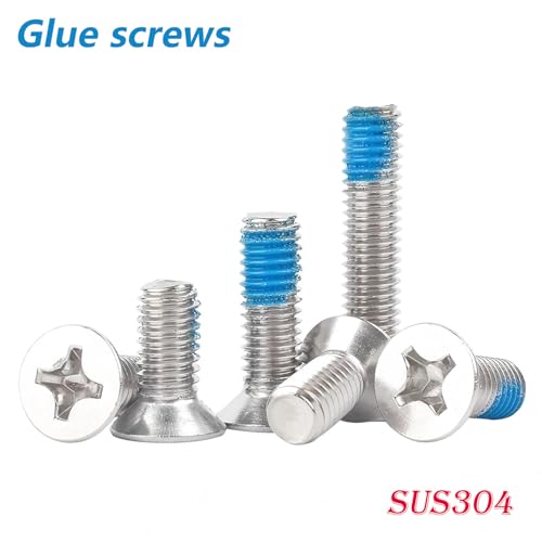 Verpakking van 20 kleine Phillips Countersunk Head Schroeven M4 x 20 mm 304 roestvrij staal Doseerschroeven Anti-Loosening Niet-slip Volledige draadschroeven voor machineapparatuur en 5