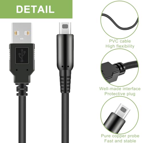 4Pcs 3DS USB-opladerkabel, vervangende stroomoplaadkabel voor nieuwe 3DS XL/Nieuwe 3DS/Nieuwe 2DS XL/Nieuwe 2DS/2DS XL/2DS/DSi/DSi XL, met capacitieve pen USB naar type C-adapter 4