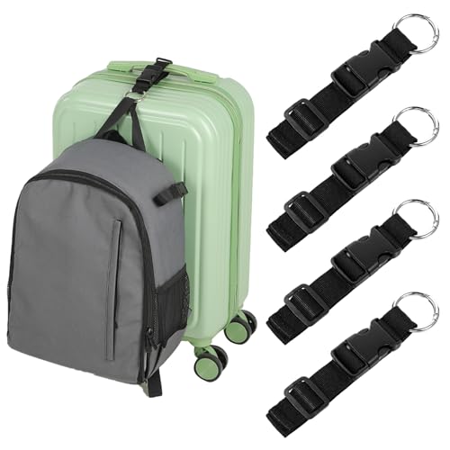 Voeg een tas Bagagebanden, 4 stuks coat gripper verstelbare bagage haken houder koffer riem bandjes dragen clips met bagage connector en haak reis accessoires voor het dragen van uw extra tassen