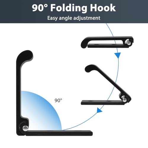 Pack van 6 Garderobe Hooks Schroefhaken Akoestische Panel Hooks Slaapkamer Woonkamer Badkamer Muurhaken voor Jassen Hoed Garderobe Metal 3 Inch zwart 4