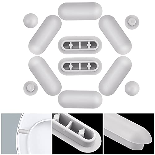 Toiletstoel Damper Plastic Toilet Zitje Buffer Bumper Vervanging Part Seat Cover Buffer 8 Zithoeken 4 Dekkussens voor toiletdeksel en toiletstoel (Grijs)